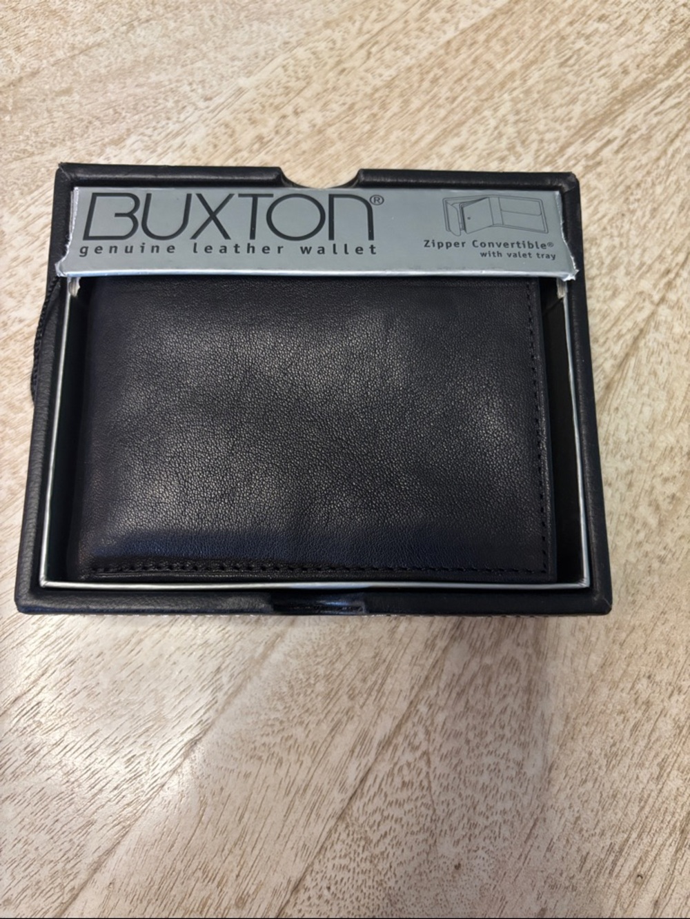 Buxton Black Genuine Leather Card & Key Wallet